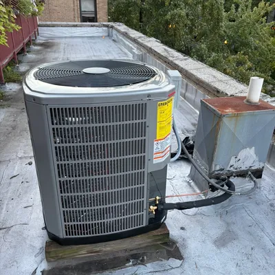 New outdoor air conditioner on a Chicago rooftop