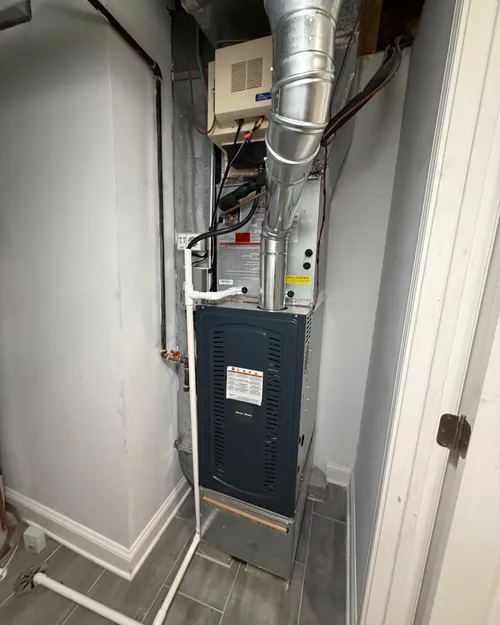 New furnace installed in a utility closet